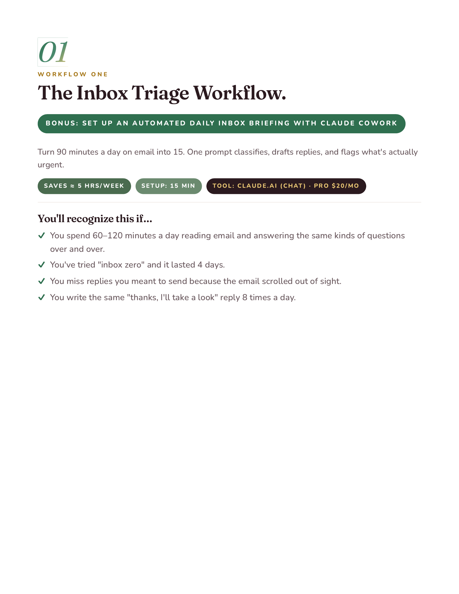 Workflow 01, Inbox Triage chapter opener