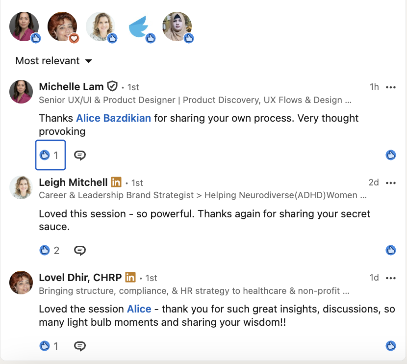 LinkedIn comments from session attendees: very thought provoking, so powerful, so many light bulb moments