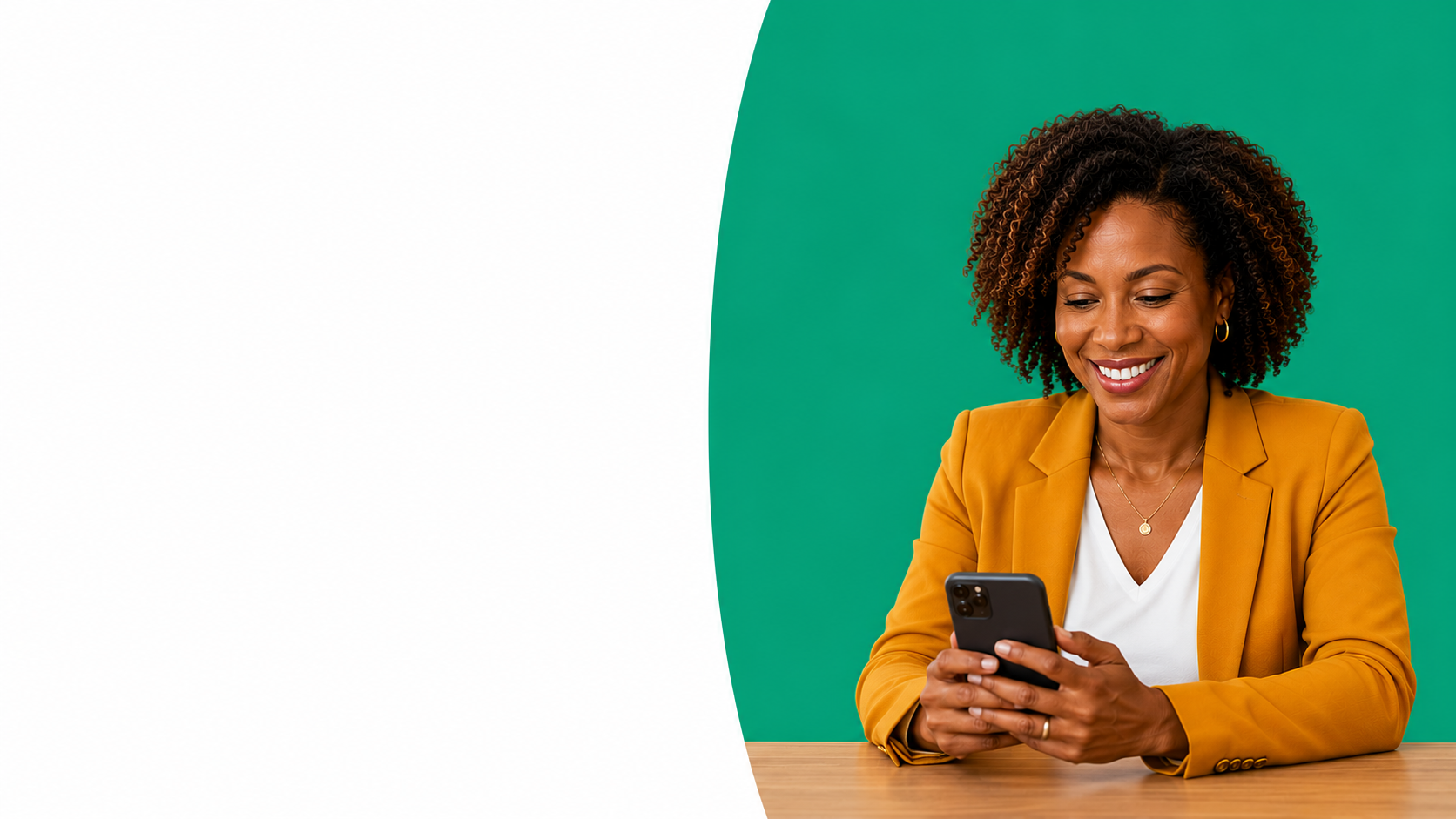 A business owner checking her AI readiness results on her phone